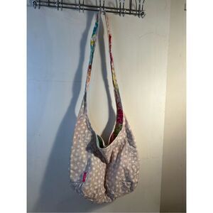 Thirty-one 31 reversible crossbody tan dots colorful flowers retired
